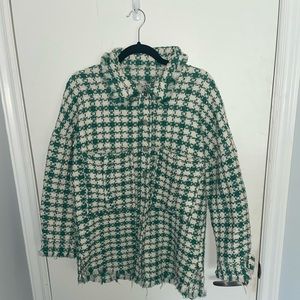 Green and white light shein jacket